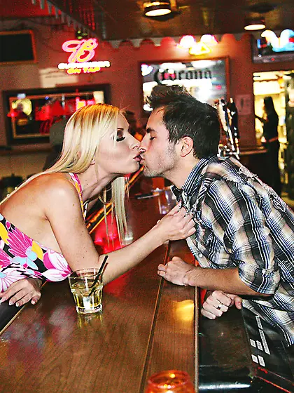 Blonde takes bar tender