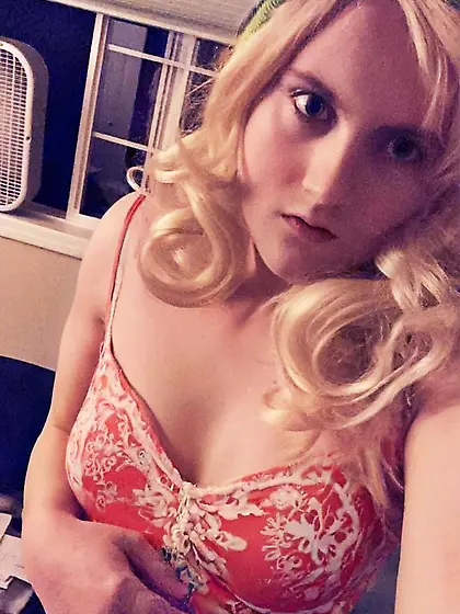 Cute Tranny In Sexy Red Nightgown