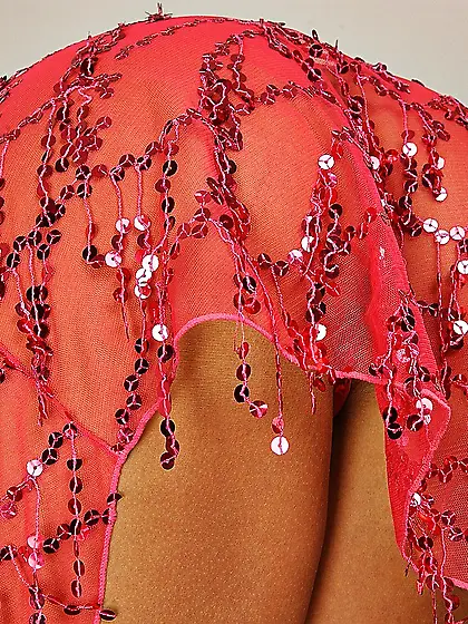 Arousing blonde Sarah James is a lusty lady in red who loves ora