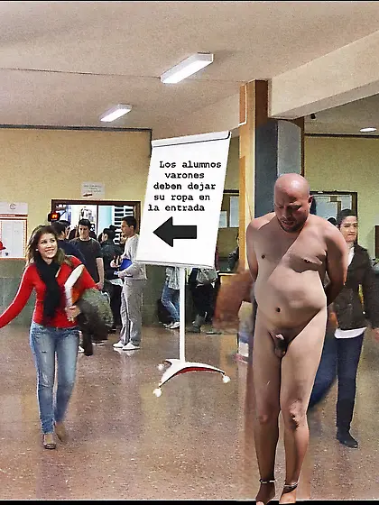 Amarrado desnudo cfnm publico