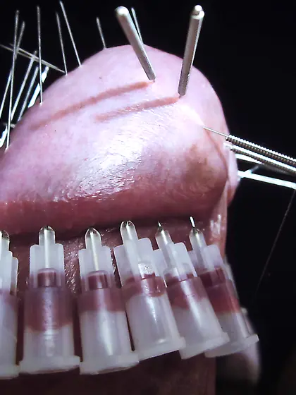 Crown Of Thorns Cock Skewering Needle Play CBT