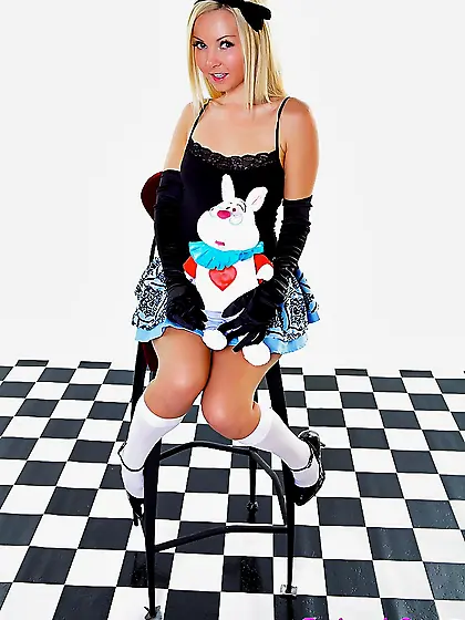 Small tits high heels blonde