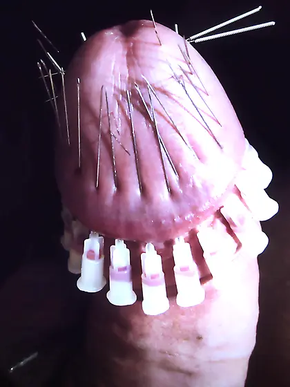 Crown Of Thorns Cock Skewering Needle Play CBT