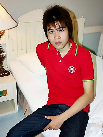 Cute asian boy slowly