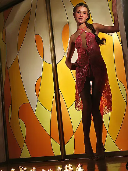 Stunning Nastya A shows off her clean shaved pussy and her yummy