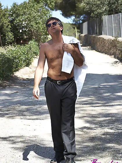 Old man fucks young brunette.