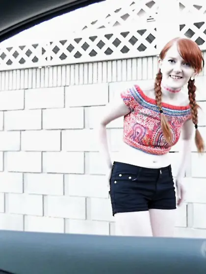 Red shaved teen pussy fucked