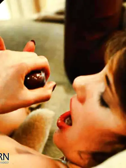 Dark-Haired deepthroating a BIG BLACK COCK