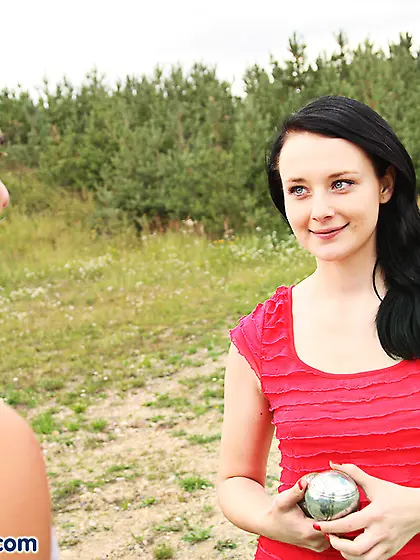 Brunette teen babe red