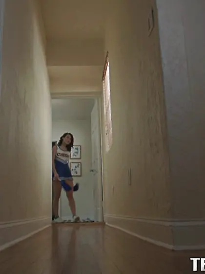 Small tits young brunette cheerleader