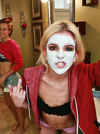 Lesbian blonde teen blowjob