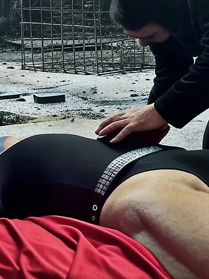 Black Superhero captured in netting.  KO and fondle