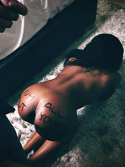 Busty slim ebony gagged