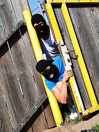 Alina is forced into a hardcore threesome by masked men on a pat