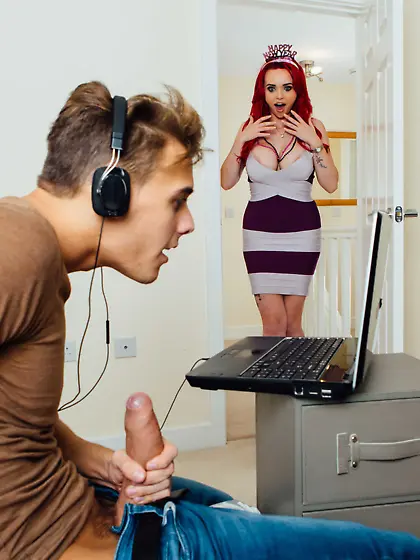 Sultry British redhead Jasmine James gets fucked by a big cock