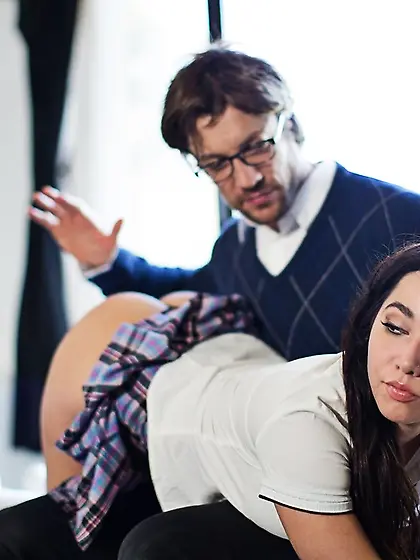 Uniform delicious brunette fucking