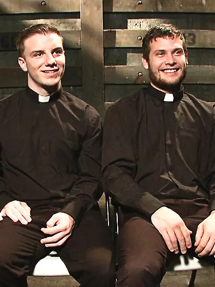 Pervert angry padre punishing