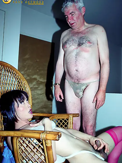 Asian ladyboy gets her cock sucked