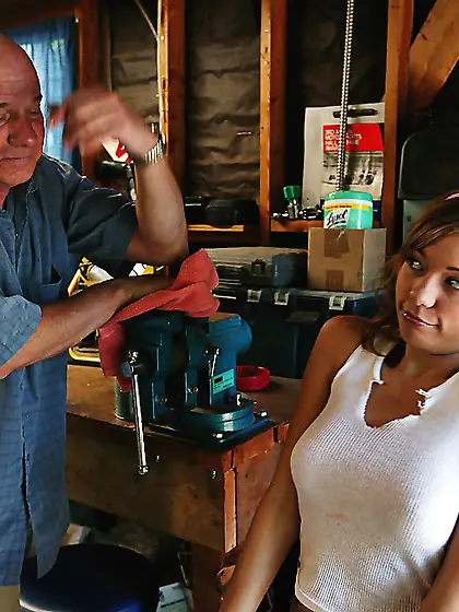 American cute stripping blowjob