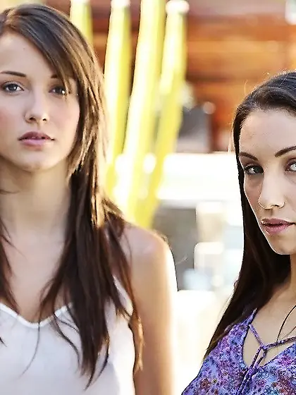 Two dark-haired beauties enjoy their wild fingering games outdoo