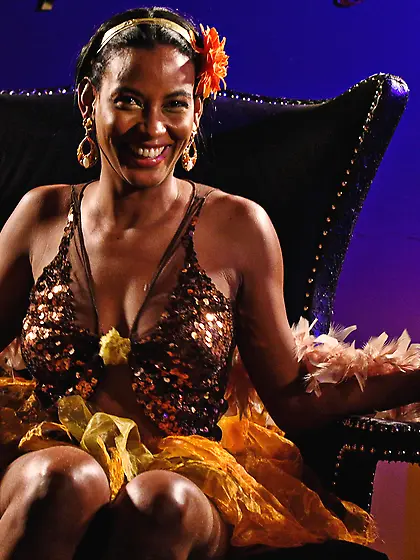 Dark-skinned beauty with natural tits gets a good dicking from h