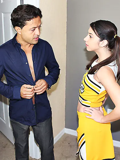 Cheerleader cutie is going to get pulled by the hair during sex