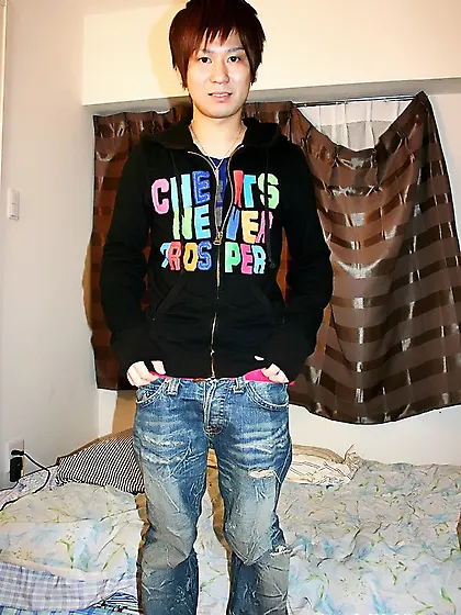 Cute japanese guy takes