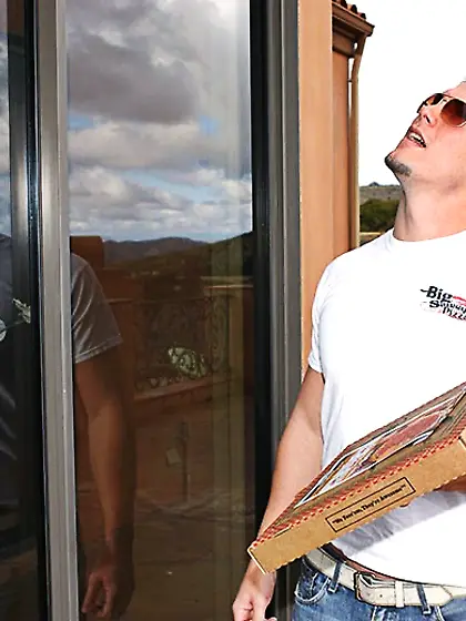 June Summers strips her tight black dress and gets her muff bang