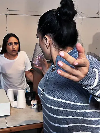 Sandy Love and Lola Aiko licking and tribbing with vigorous ener