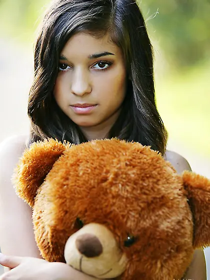 Sexy solo babe Nika Nikola is a stunning brunette with hard nipp