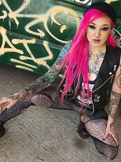 Kinky punk chick black
