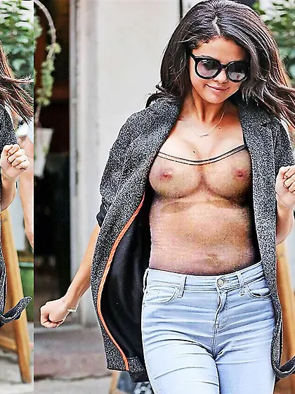Selena Gomez Real Nude X Ray Sheer No Bra Nip