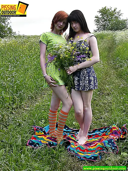 Lesbians peeing on themselves