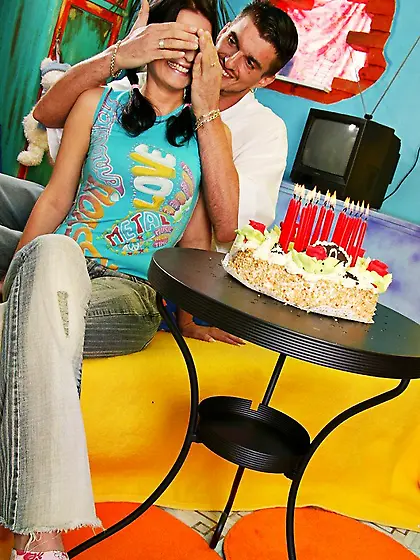 Wild boy stuffs his throbbing member into chocolate Simone V hol