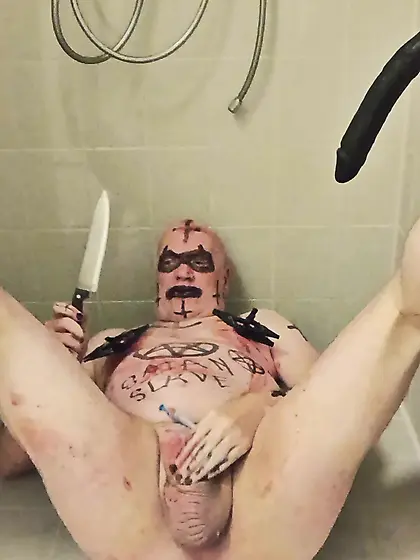 Satan Slave Cuts Open His Own Nipples