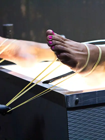 Hot redhead strapped painful