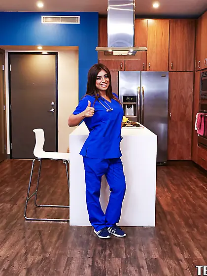 Cute nurse is here to make you feel better by using her body