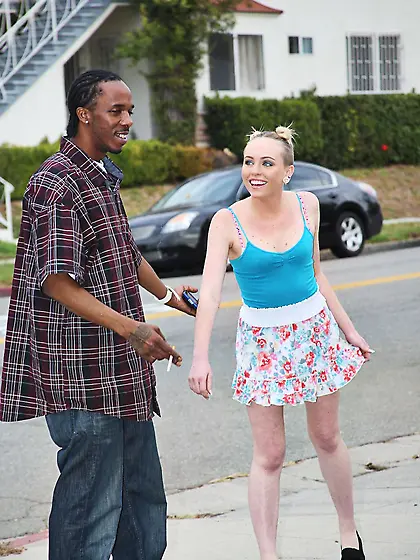 Lewd teen Caroline Cross is opening her nub slit and mouth for b