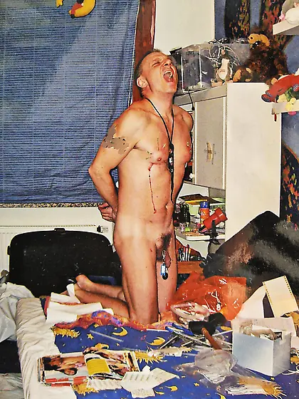 many Needles shoved thru male Tits!Pain!