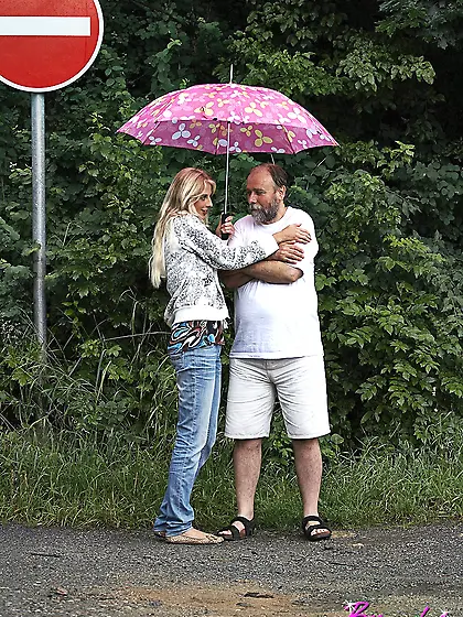 Sexy blonde teen Mia Hilton gets fucked by an old man after dryi