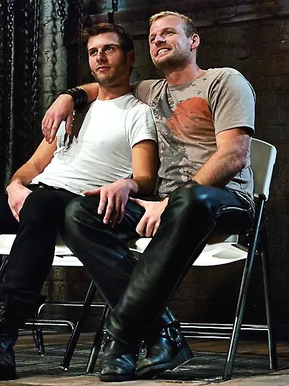 Gagged roped gay spanked