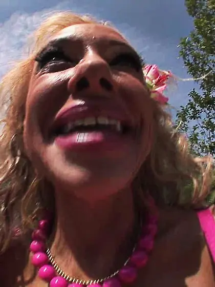 Sunbathing blonde bitch humongous