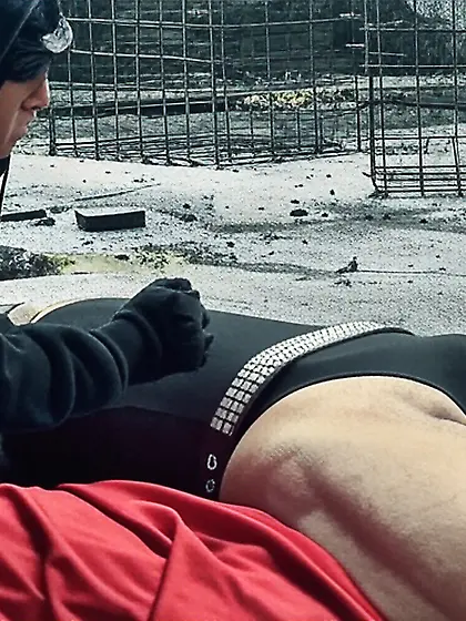 Black Superhero captured in netting. KO and fondle