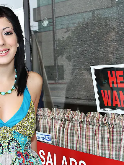 This dark haired babe is eager for some nasty fun with a hot stu