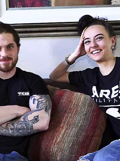 Small young brunette gagged