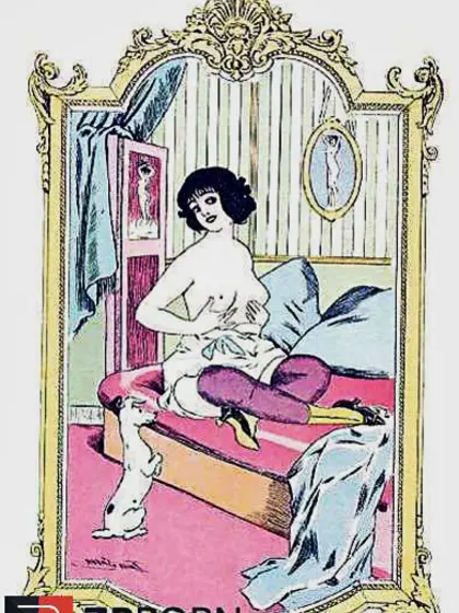 Thematic Drawn Ero Art four - French Postcards (two) for bionce