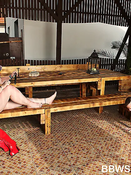 Fat mistresses latex enslaves