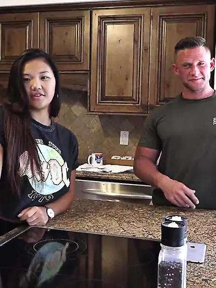 Busty young Asian deep throated and drilled...