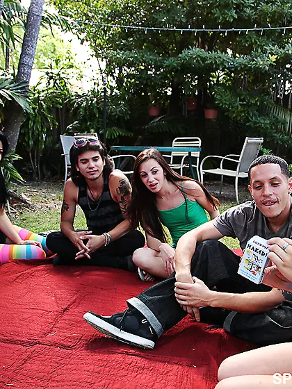 Randy babes eat dick in six way fucking and...