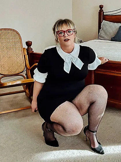 BBW Wednesday Addams Fish Nets and Heels